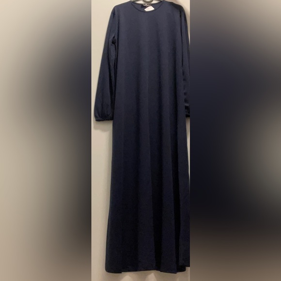 Navy Blue Long Modest Dress - Picture 2 of 4